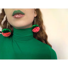 Load image into Gallery viewer, Watermelon Pom Pom Earrings