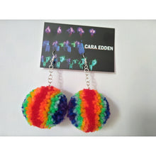 Load image into Gallery viewer, Rainbow Pom Pom Earrings