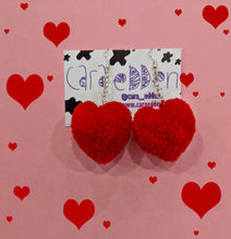 Load image into Gallery viewer, Love Heart Pom Pom Earrings