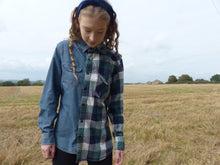 Load image into Gallery viewer, halfXhalf denim check