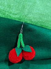 Load image into Gallery viewer, Cherry Pom Pom Earrings
