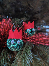 Load image into Gallery viewer, Christmas Brussel Sprout Pom Pom Earrings