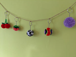 Rainbow PomPom Keyring