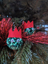 Load image into Gallery viewer, Christmas Brussel Sprout Pom Pom Earrings
