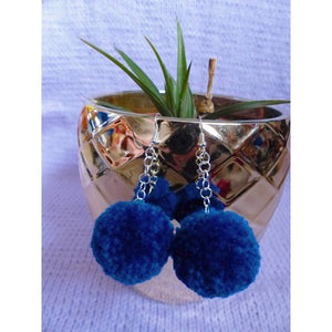 Royal Blue Pom Pom Earrings
