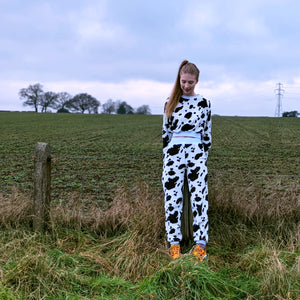 Fluffy Cow Print Cropped Jumper