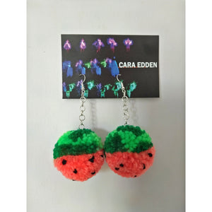 Watermelon Pom Pom Earrings