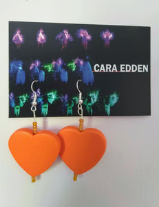 Orange Heart Earrings