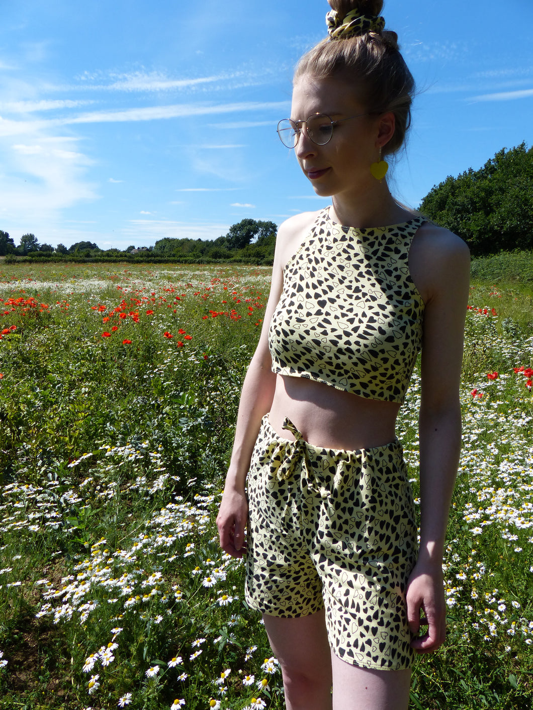 Yellow Heart Co-ord crop top